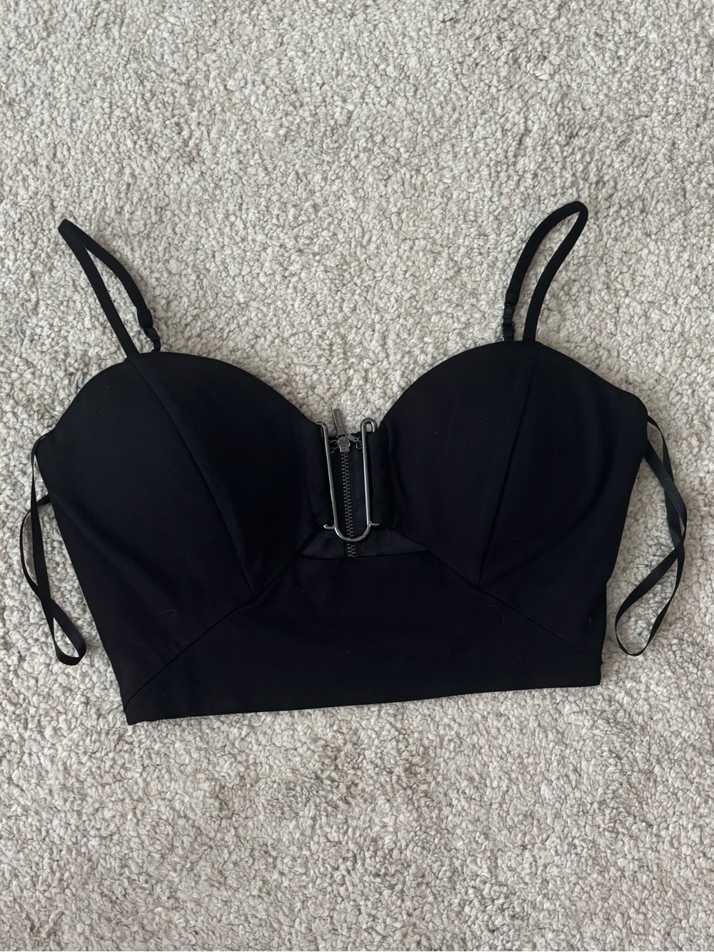 bebe Black Bustier-Style Crop Top with Front Hook